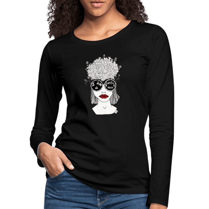 ADHD A Beautiful Mess - Dame langærmet trøje - Dame premium T-shirt med lange ærmer - sort - Dajlig