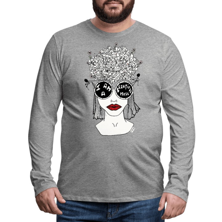 ADHD A Beautiful Mess - Herre Trøje - Herre premium T-shirt med lange ærmer - grå meleret - Dajlig
