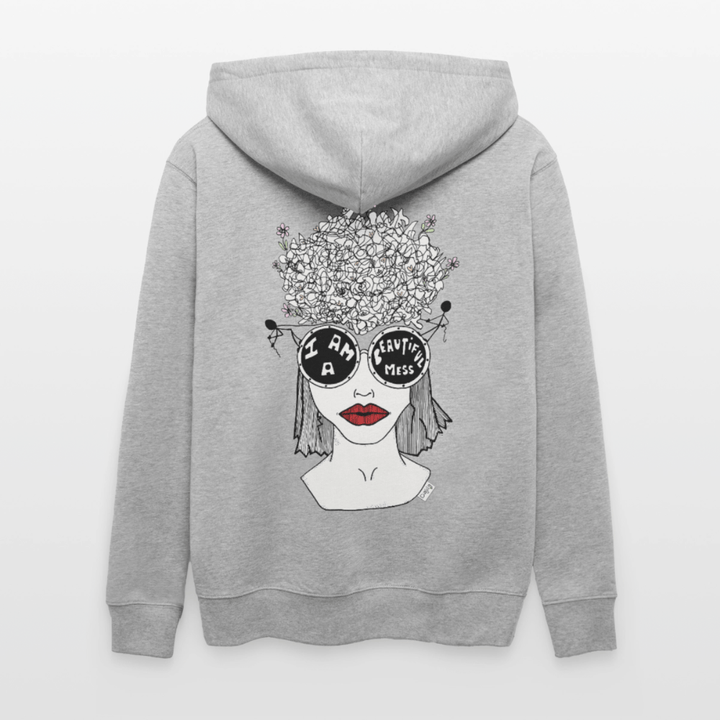 ADHD A Beautiful Mess - Kraftig Unisex hættetrøje m. lynlås - Stanley/Stella økologisk unisex - hættejakke CULTIVATOR - grå meleret - Dajlig