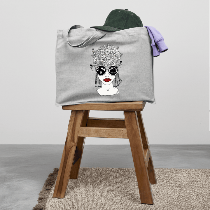 ADHD A Beautiful Mess - Stor kraftig mulepose i genbrugsstof - Stanley/Stella recycled shopping bag - grå meleret - Dajlig