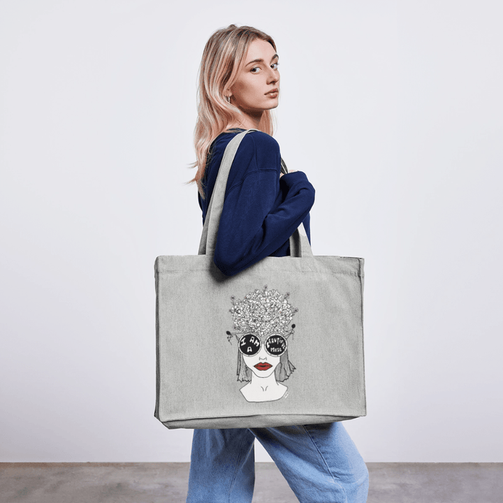 ADHD A Beautiful Mess - Stor kraftig mulepose i genbrugsstof - Stanley/Stella recycled shopping bag - grå meleret - Dajlig