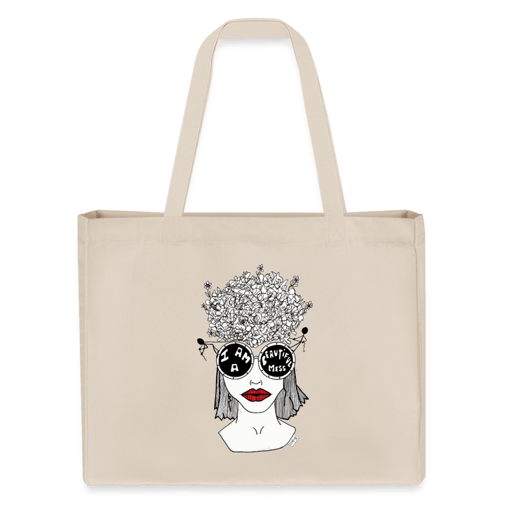 ADHD A Beautiful Mess - Stor kraftig mulepose i genbrugsstof - Stanley/Stella recycled shopping bag - råhvid - Dajlig