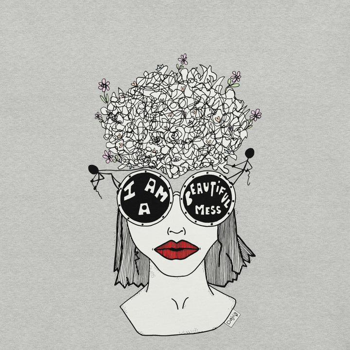 ADHD Beatiful Mess, Unisex t-shirt fra Bella+Canvas - t-shirt - Heather Dust - Dajlig.dk