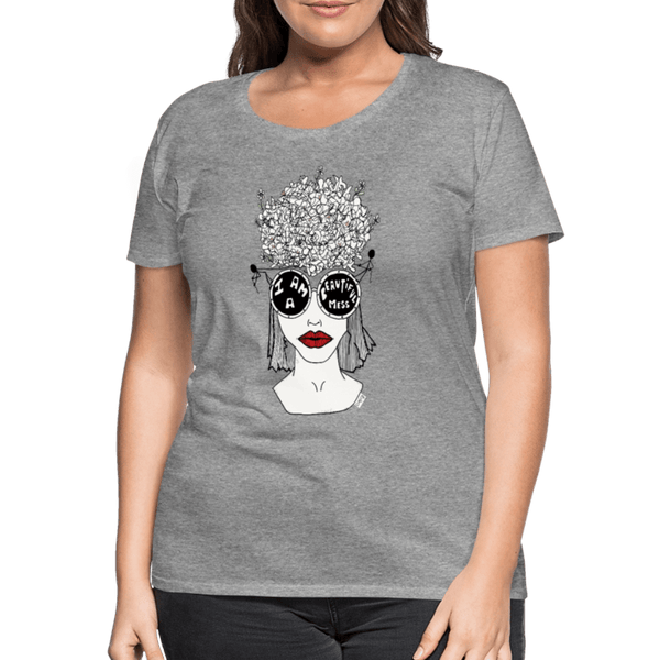 ADHD Beautiful Mess Dame T-shirt - Dame premium T-shirt - grå meleret - Dajlig