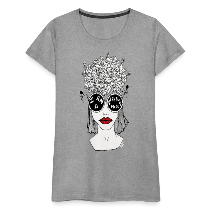 ADHD Beautiful Mess Dame T-shirt - Dame premium T-shirt - grå meleret - Dajlig