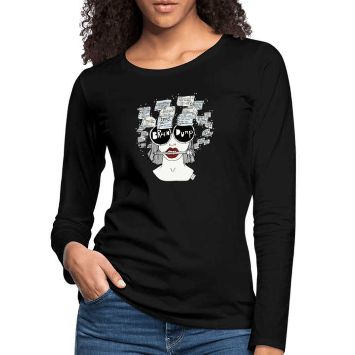 ADHD Brain Dump - Dame langærmet trøje - Dame premium T-shirt med lange ærmer - sort - Dajlig