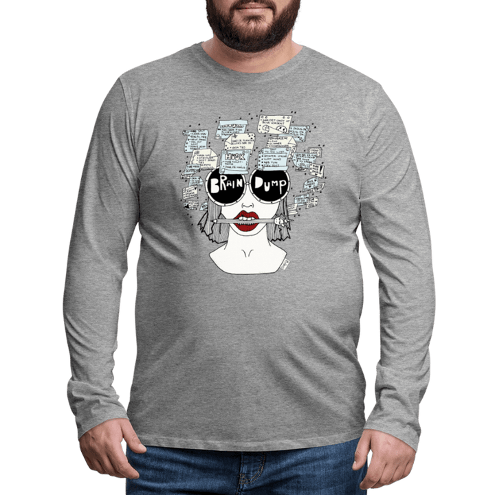 ADHD Brain Dump - Herre Trøje - Herre premium T-shirt med lange ærmer - grå meleret - Dajlig