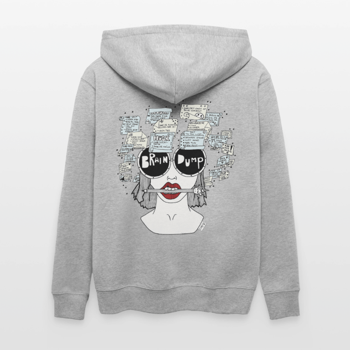 ADHD Brain Dump - Kraftig Unisex hættetrøje m. lynlås - Stanley/Stella økologisk unisex - hættejakke CULTIVATOR - grå meleret - Dajlig