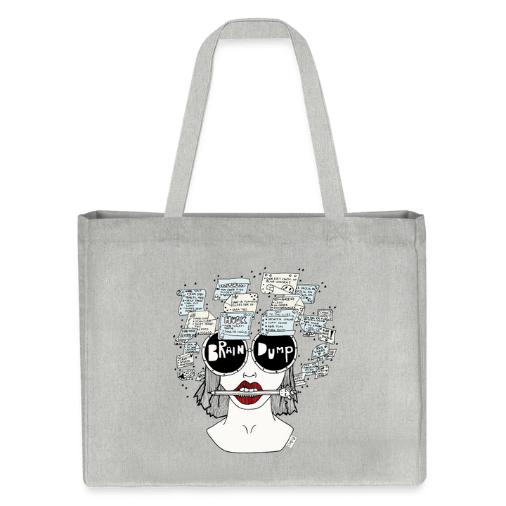 ADHD Brain Dump - Stor kraftig mulepose i genbrugsstof - Stanley/Stella recycled shopping bag - grå meleret - Dajlig