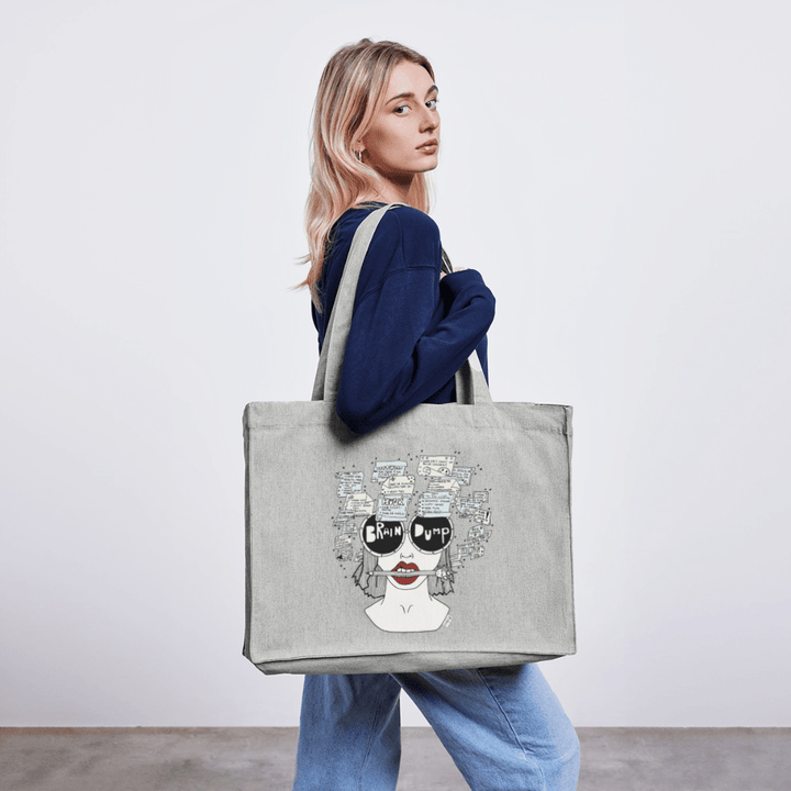 ADHD Brain Dump - Stor kraftig mulepose i genbrugsstof - Stanley/Stella recycled shopping bag - grå meleret - Dajlig
