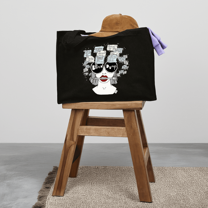 ADHD Brain Dump - Stor kraftig mulepose i genbrugsstof - Stanley/Stella recycled shopping bag - grå meleret - Dajlig