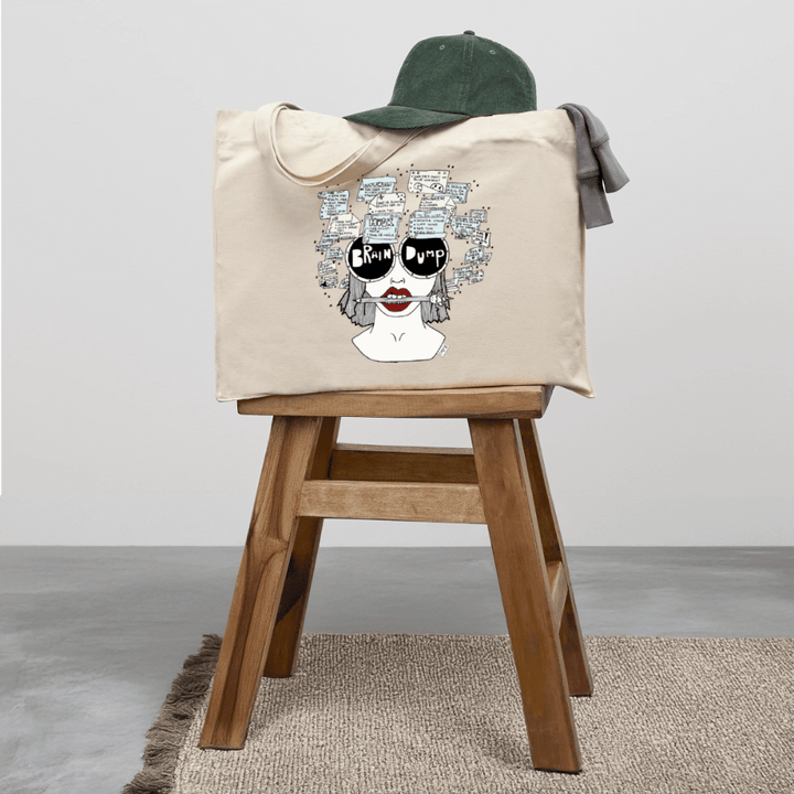 ADHD Brain Dump - Stor kraftig mulepose i genbrugsstof - Stanley/Stella recycled shopping bag - grå meleret - Dajlig