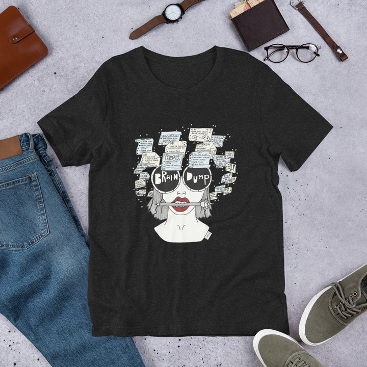 ADHD Brain Dump, Unisex t-shirt fra Bella+Canvas - t-shirt - Black Heather - Dajlig.dk