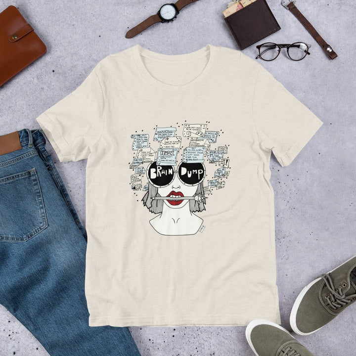 ADHD Brain Dump, Unisex t-shirt fra Bella+Canvas - t-shirt - Heather Dust - Dajlig.dk