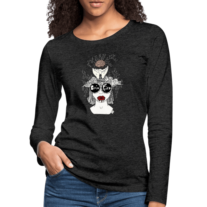 ADHD Brain Fried - Dame langærmet trøje - Dame premium T-shirt med lange ærmer - charcoal - Dajlig