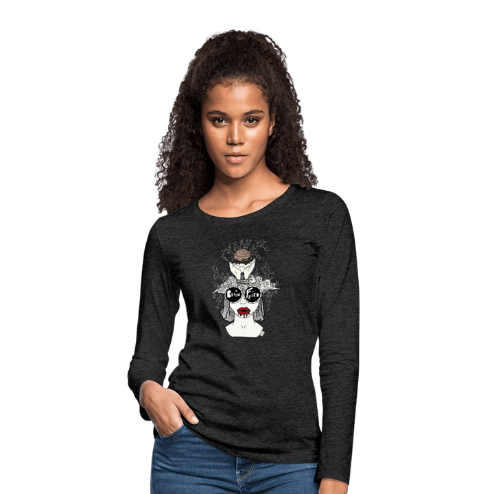 ADHD Brain Fried - Dame langærmet trøje - Dame premium T-shirt med lange ærmer - charcoal - Dajlig