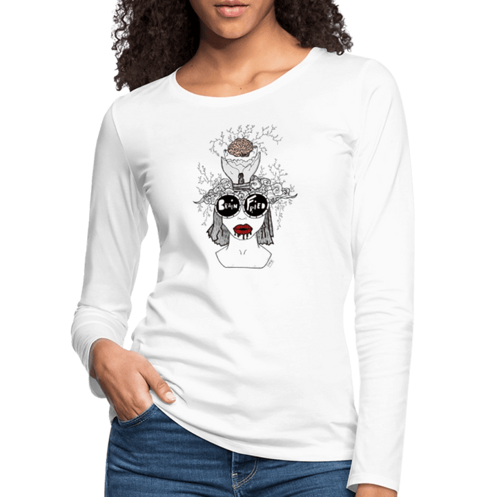 ADHD Brain Fried - Dame langærmet trøje - Dame premium T-shirt med lange ærmer - hvid - Dajlig