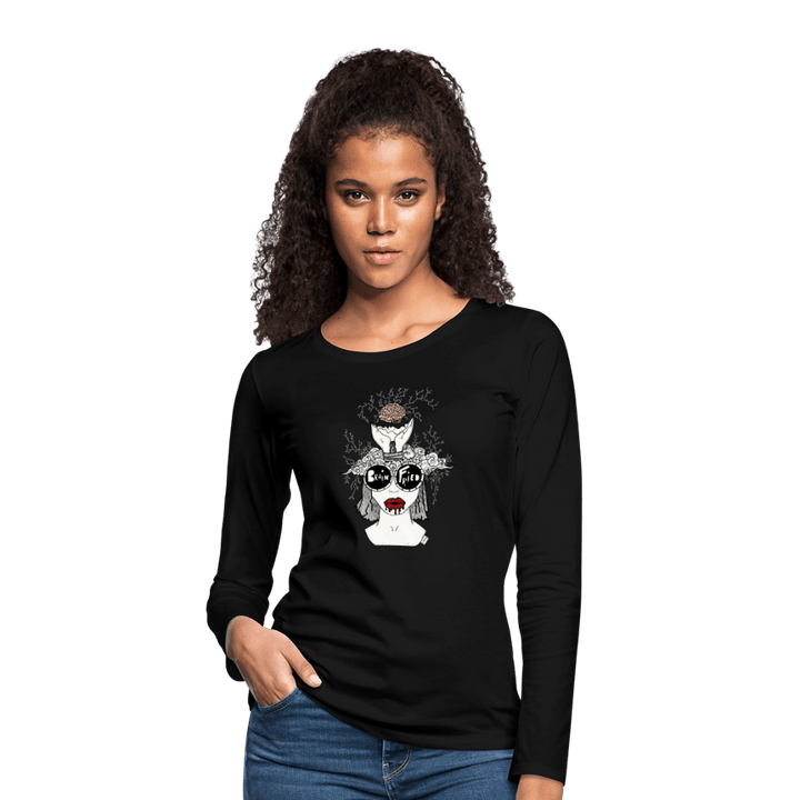 ADHD Brain Fried - Dame langærmet trøje - Dame premium T-shirt med lange ærmer - sort - Dajlig