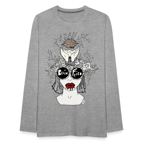 ADHD Brain Fried - Herre Trøje - Herre premium T-shirt med lange ærmer - grå meleret - Dajlig