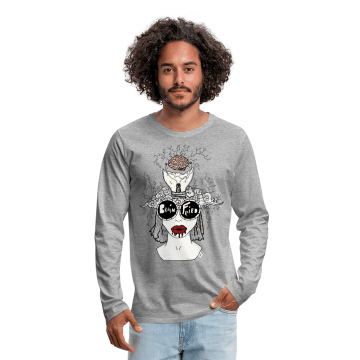 ADHD Brain Fried - Herre Trøje - Herre premium T-shirt med lange ærmer - grå meleret - Dajlig