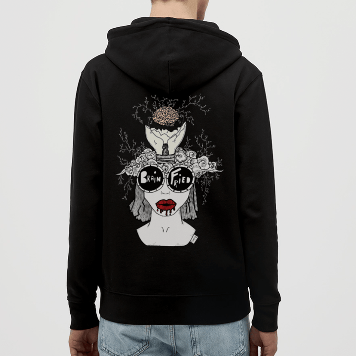 ADHD Brain Fried - Kraftig Unisex hættetrøje m. lynlås - Stanley/Stella økologisk unisex - hættejakke CULTIVATOR - sort - Dajlig