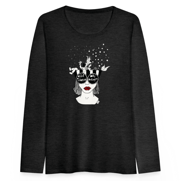 ADHD Day Dreamer, Night Thinker - Dame langærmet trøje - Dame premium T-shirt med lange ærmer - charcoal - Dajlig
