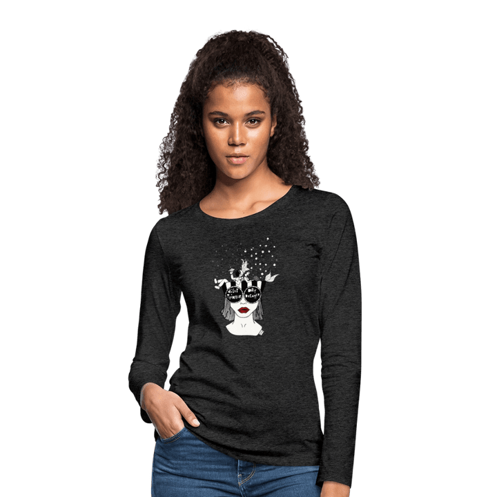 ADHD Day Dreamer, Night Thinker - Dame langærmet trøje - Dame premium T-shirt med lange ærmer - charcoal - Dajlig