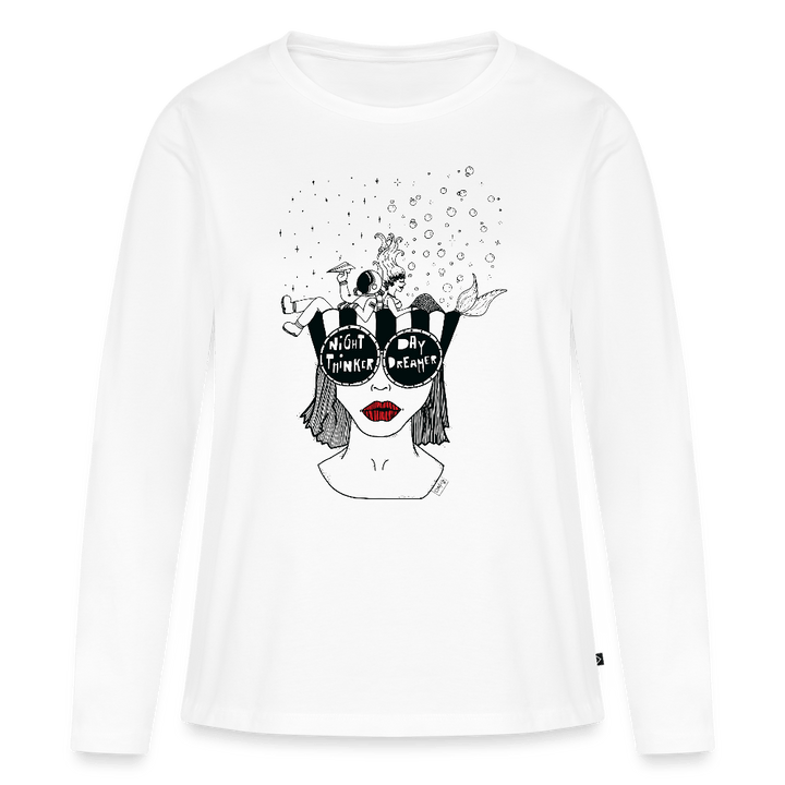 ADHD Day Dreamer, Night Thinker - Dame langærmet trøje - Dame premium T-shirt med lange ærmer - hvid - Dajlig