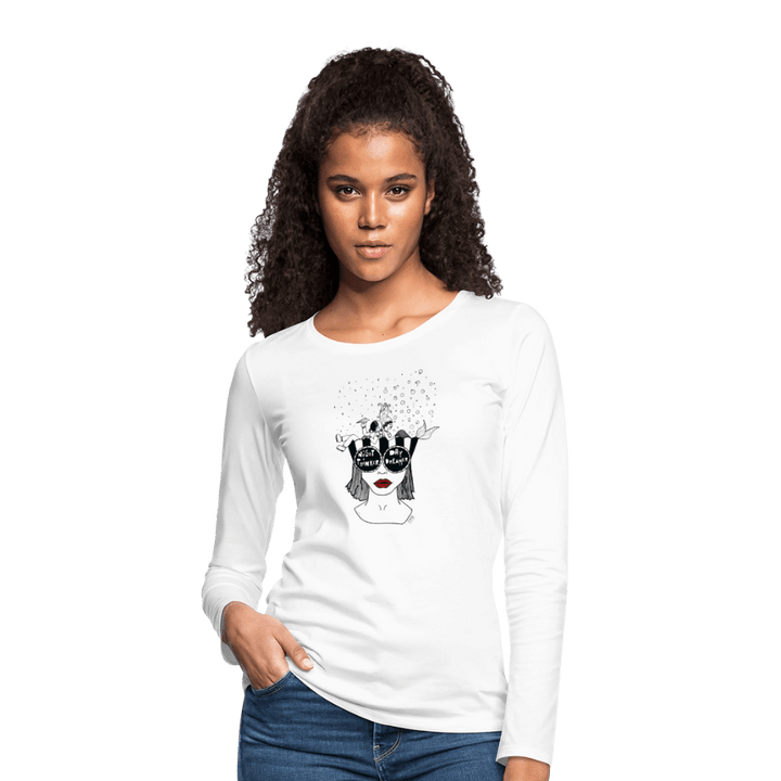 ADHD Day Dreamer, Night Thinker - Dame langærmet trøje - Dame premium T-shirt med lange ærmer - hvid - Dajlig