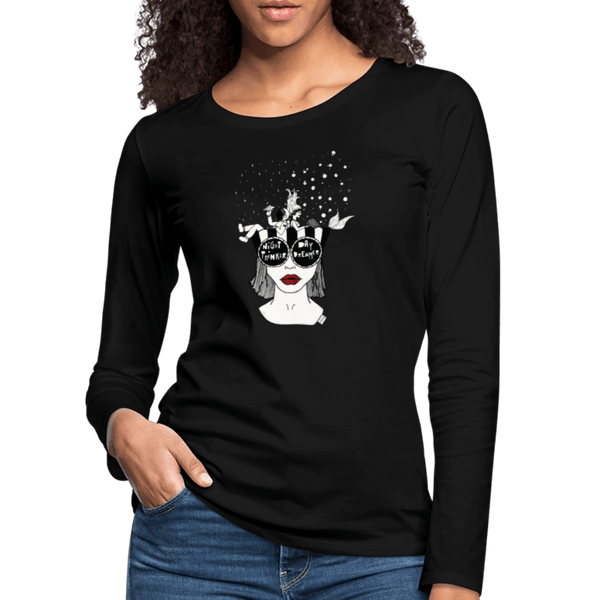 ADHD Day Dreamer, Night Thinker - Dame langærmet trøje - Dame premium T-shirt med lange ærmer - sort - Dajlig