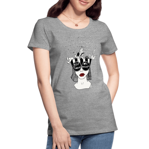 ADHD Day Dreamer, Night Thinker Dame T-shirt - Dame premium T-shirt - grå meleret - Dajlig