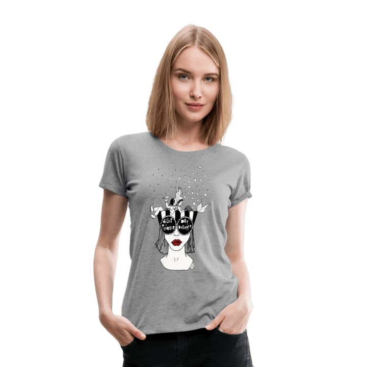 ADHD Day Dreamer, Night Thinker Dame T-shirt - Dame premium T-shirt - grå meleret - Dajlig