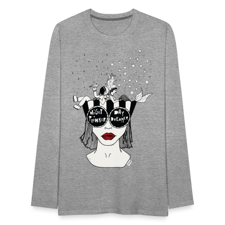 ADHD Day Dreamer, Night Thinker - Herre Trøje - Herre premium T-shirt med lange ærmer - grå meleret - Dajlig
