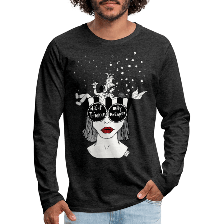ADHD Day Dreamer, Night Thinker - Herre Trøje - Herre premium T-shirt med lange ærmer - hvid - Dajlig