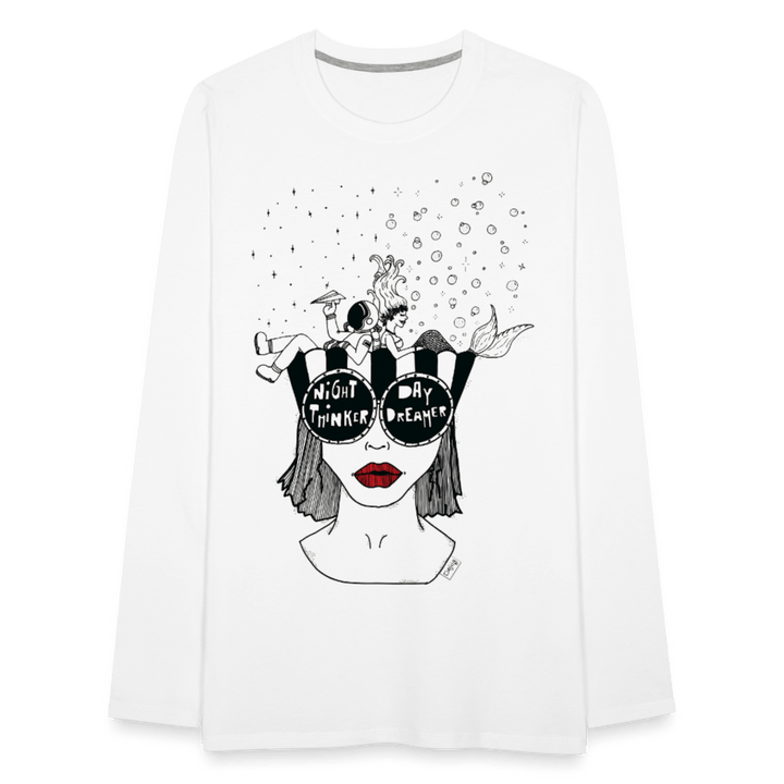 ADHD Day Dreamer, Night Thinker - Herre Trøje - Herre premium T-shirt med lange ærmer - hvid - Dajlig