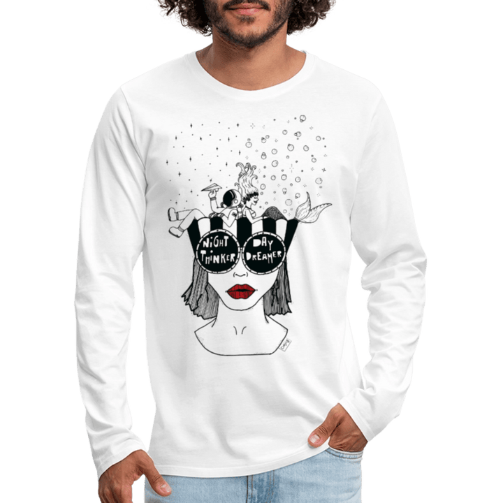 ADHD Day Dreamer, Night Thinker - Herre Trøje - Herre premium T-shirt med lange ærmer - hvid - Dajlig