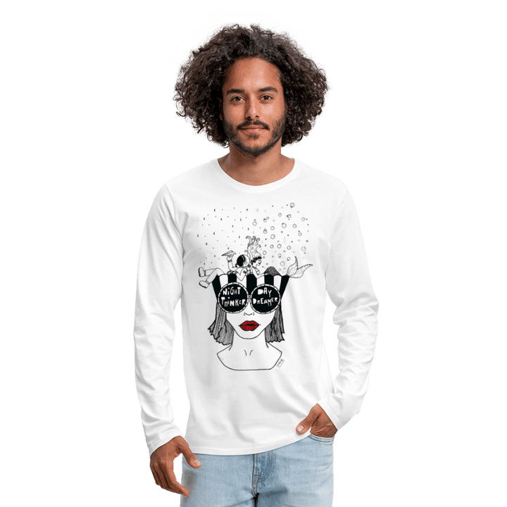 ADHD Day Dreamer, Night Thinker - Herre Trøje - Herre premium T-shirt med lange ærmer - hvid - Dajlig