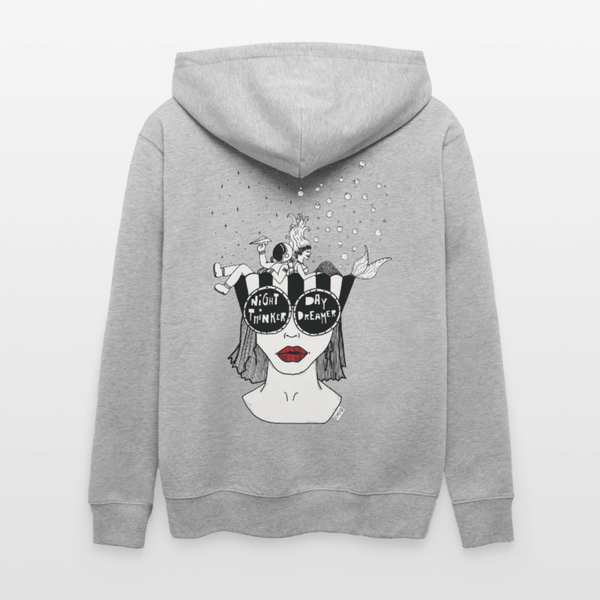 ADHD Day Dreamer, Night Thinker - Kraftig Unisex hættetrøje m. lynlås - Stanley/Stella økologisk unisex - hættejakke CULTIVATOR - grå meleret - Dajlig