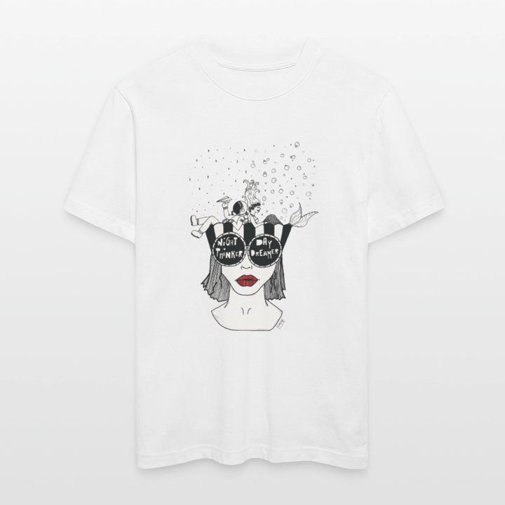 ADHD Day Dreamer, Night Thinker Unisex T-shirt - Stanley/Stella Relaxed Fit økologisk unisex - T-shirt Sparker - hvid - Dajlig