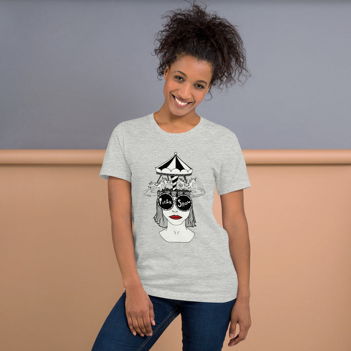 ADHD Freak Show, Unisex t-shirt fra Bella+Canvas - t-shirt - Athletic Heather - Dajlig.dk