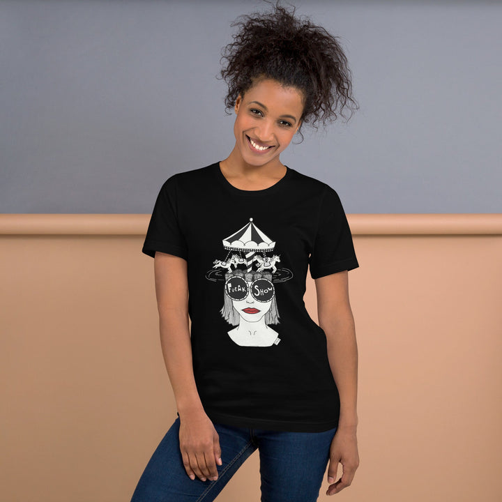 ADHD Freak Show, Unisex t-shirt fra Bella+Canvas - t-shirt - Black - Dajlig.dk