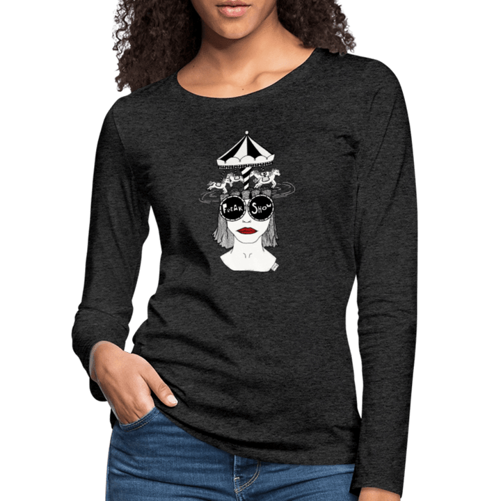 ADHD Freakshow - Dame langærmet trøje - Dame premium T-shirt med lange ærmer - charcoal - Dajlig