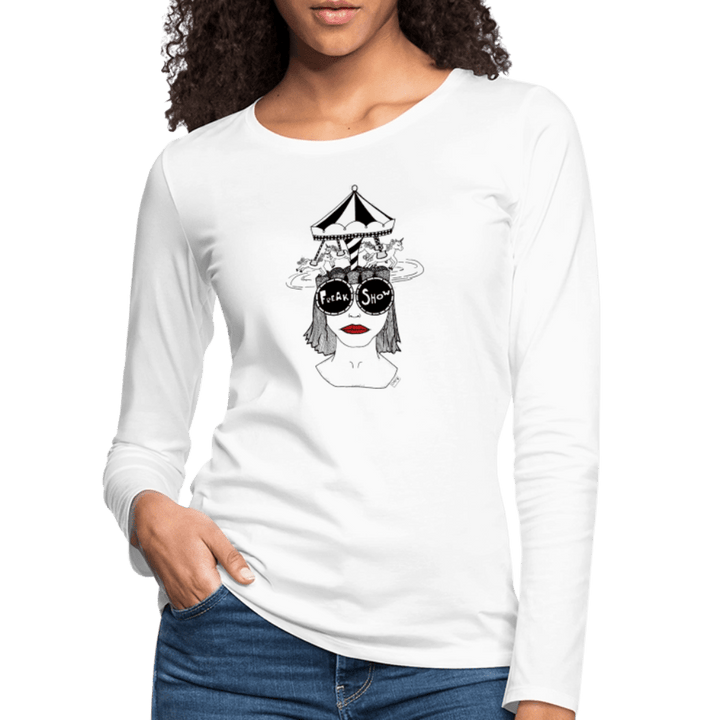 ADHD Freakshow - Dame langærmet trøje - Dame premium T-shirt med lange ærmer - hvid - Dajlig