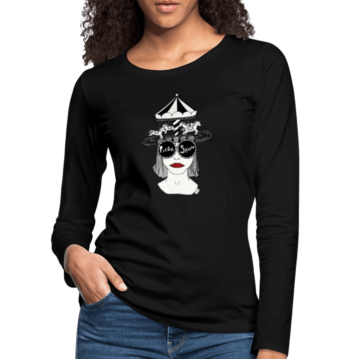 ADHD Freakshow - Dame langærmet trøje - Dame premium T-shirt med lange ærmer - sort - Dajlig