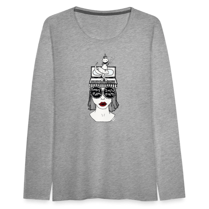 ADHD Hokus Pokus - Dame langærmet trøje - Dame premium T-shirt med lange ærmer - grå meleret - Dajlig