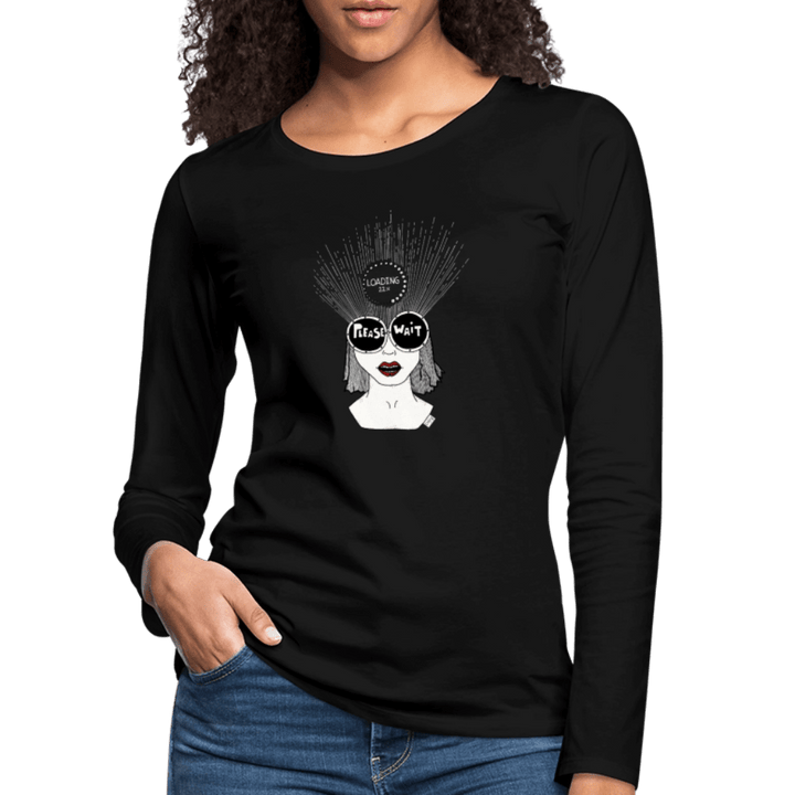 ADHD Loading - Dame langærmet trøje - Dame premium T-shirt med lange ærmer - sort - Dajlig