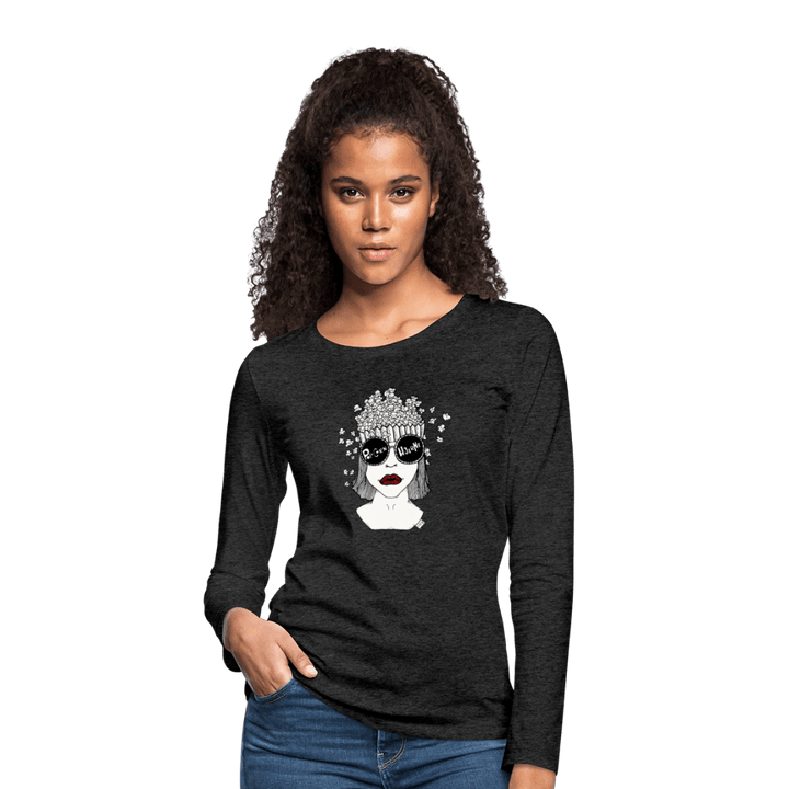 ADHD Popcorn Hjerne - Dame langærmet trøje - Dame premium T-shirt med lange ærmer - charcoal - Dajlig