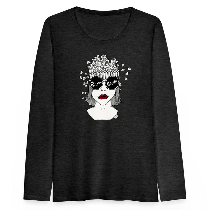 ADHD Popcorn Hjerne - Dame langærmet trøje - Dame premium T-shirt med lange ærmer - charcoal - Dajlig