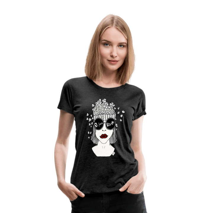 ADHD Popcorn Hjerne Dame T-shirt - Dame premium T-shirt - charcoal - Dajlig
