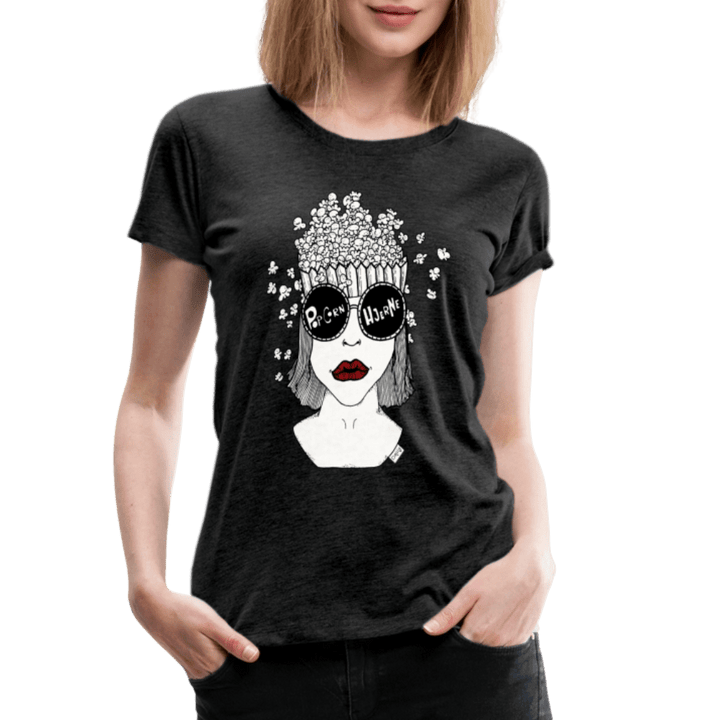 ADHD Popcorn Hjerne Dame T-shirt - Dame premium T-shirt - charcoal - Dajlig